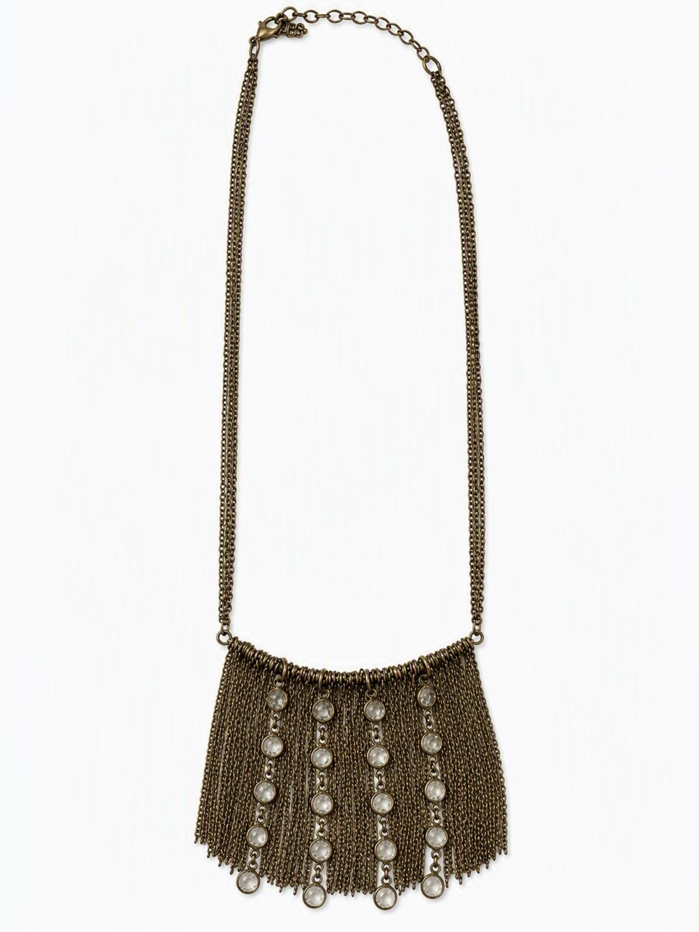 Fringe Chain Statement Necklace - Gold Tone